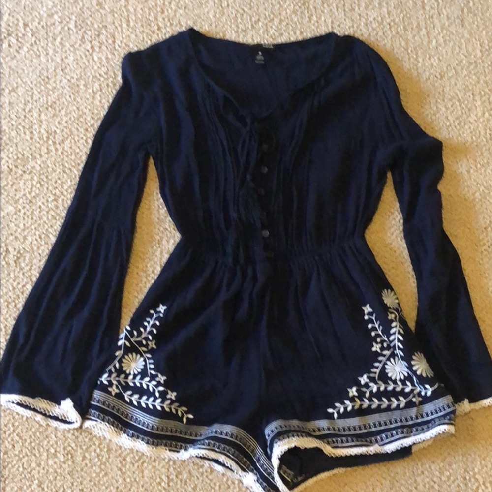 Adorable Navy Aqua Romper